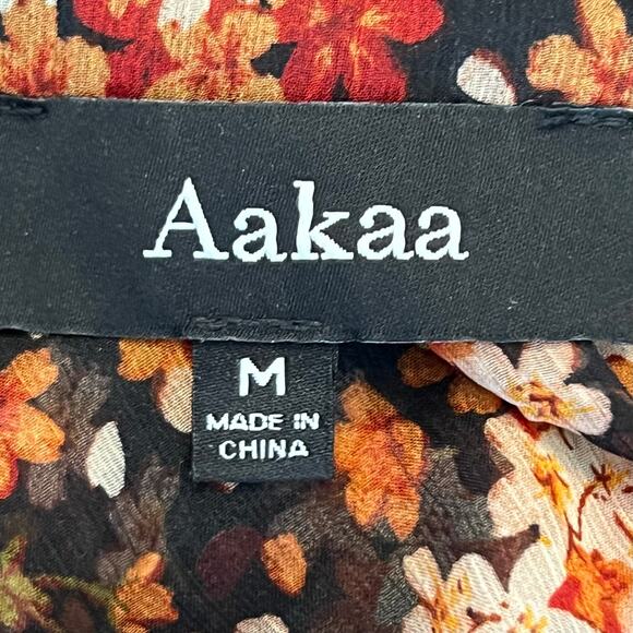 Aakaa floral long sleeve mini dress orange ruffle skirt fall autumn boho - Picture 9 of 10